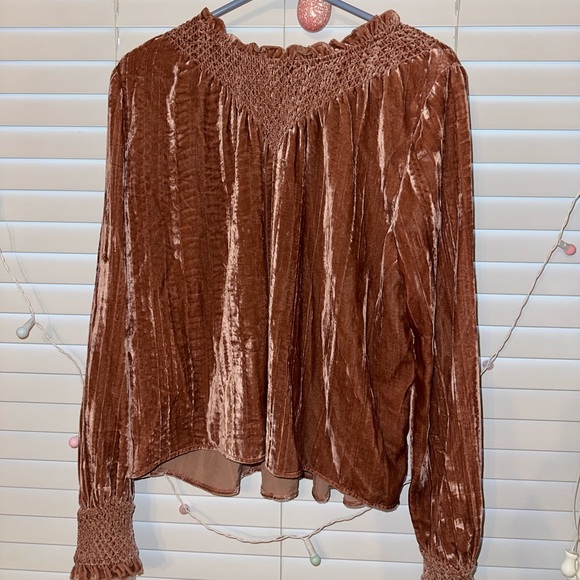 Loveshackfancy mauve pink velvet blouse medium - Picture 1 of 7